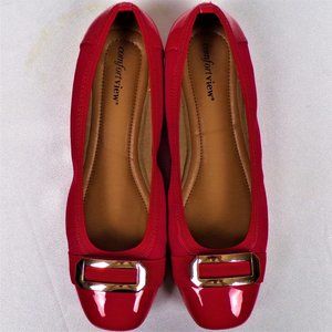 COMFORTVIEW size 10M LONDON red flat-heel loafers soft sides cushioned insoles